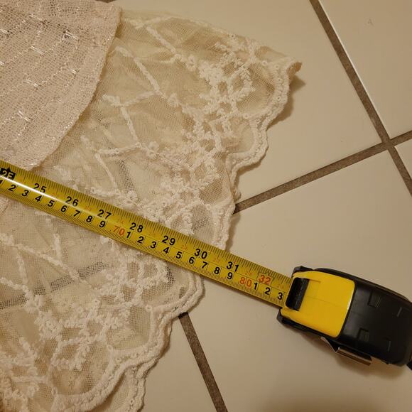 Krazy Kat Cream Lace Oversized Cardigan Women's XL Button Front Sheer Romantic - Picture 4 of 10